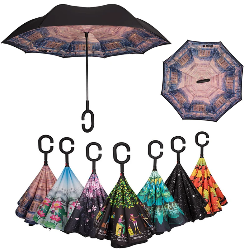 

Inverted Umbrella Double Layer Anti UV Rain Reverse Windproof Women Umbrellas Men Guarda Chuva Invertido Self Stand Parapluie