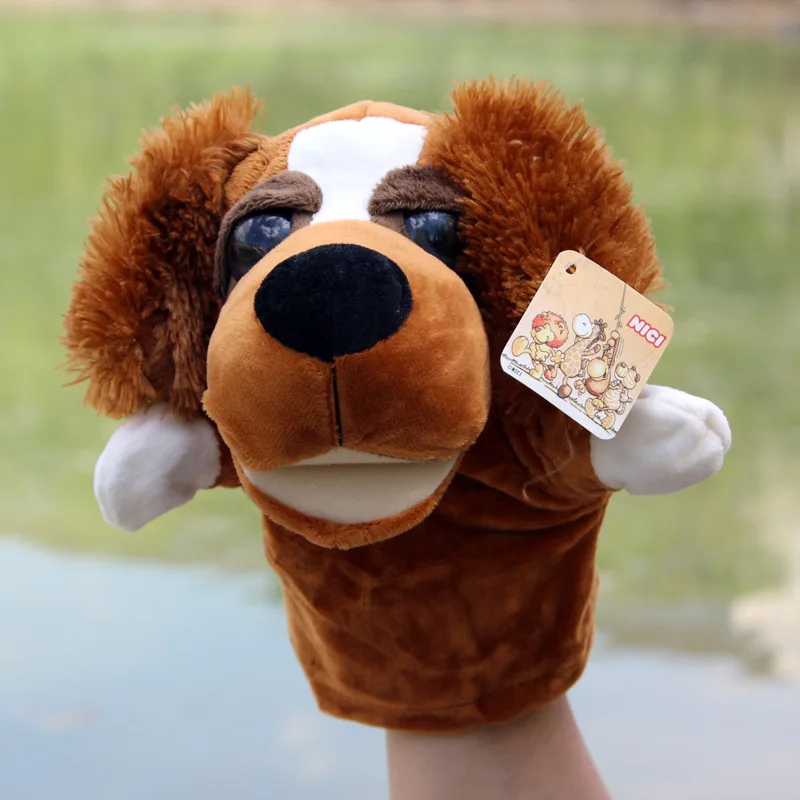 Ручная кукла марионета марионетка куклы плюшевый слон лев утка собака кошка ручная кукла Обучающие Детские игрушки ранняя развивающая игрушка - Цвет: Dog