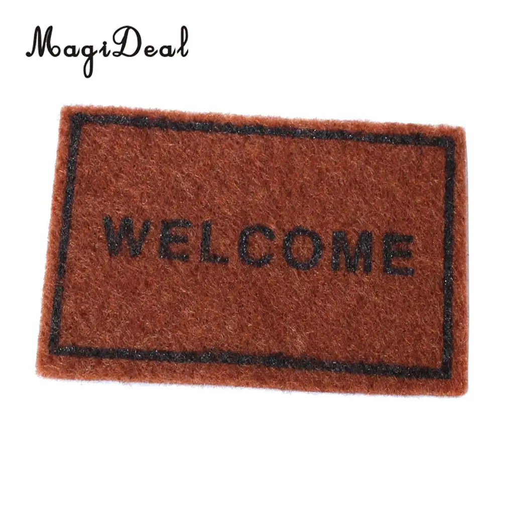 MagiDeal 1Pc 1/12 Scale Brown Cloth Floor Rug Cover Carpet for Dollhouse Miniature Bedroom Bathroom Livingroom Front Door Decor