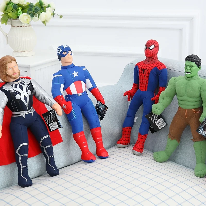 1 шт. 45 см Мстители Человек-паук Халк, Капитан Америка, Железный человек Raytheon детские плюшевые игрушки куклы. Детский подарок на день рождения