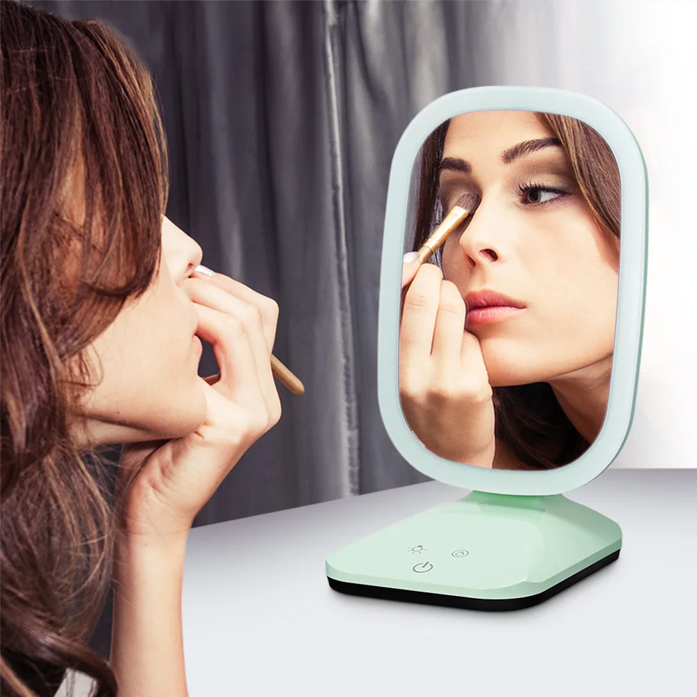

Makeup Mirror Vanity Beauty Adjustable Rotating Cosmetic Mirror LED Lights Touch Screen Control Green Makeup Accessories 2018