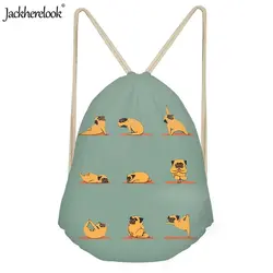 Jackhereook мультфильм Boston Йога шаблон студентов Drawstring сумки для женщин девочек Бег легкий рюкзак дорожные сумки