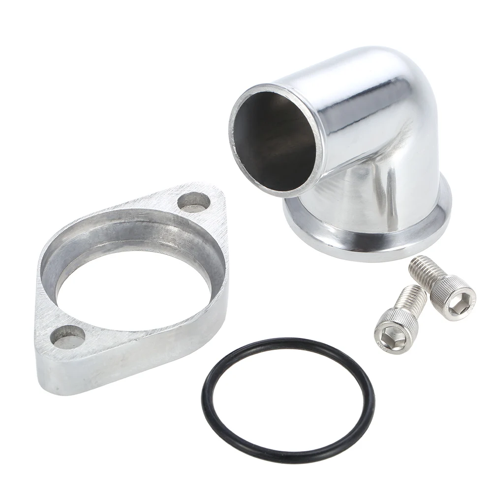 SBC BBC Polished Aluminum 15 degree Swivel Water Neck Fits SB BB for Chevy 327 350 454 396in