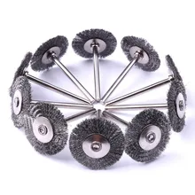 Высокое качество 10 шт. 25 мм стальная проволока щетка для удаления ржавчины Чистящая Dremel аксессуары для вращающегося инструмента полировочные щетки Dremel