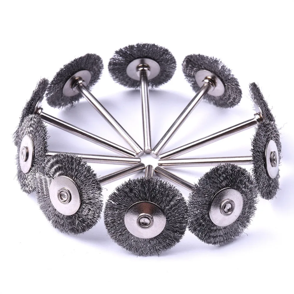 High Quality 10Pcs 25mm Steel Wire Brush Rust Remover Cleaning Dremel