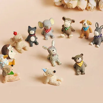

Cute Children Miniature Figurine Micro Landscape Animal Plant Pot Decoration Mini Animal Garden Resin Craft Toy Home Decor