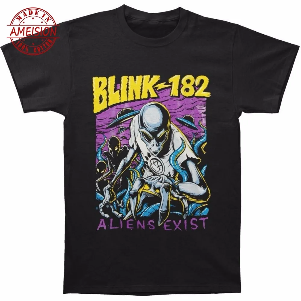 Футболка дизайнерская хлопок Blink 182 пришельцы существуют для мужчин s футболки средства ухода за кожей шеи футболки короткий рукав зомер с