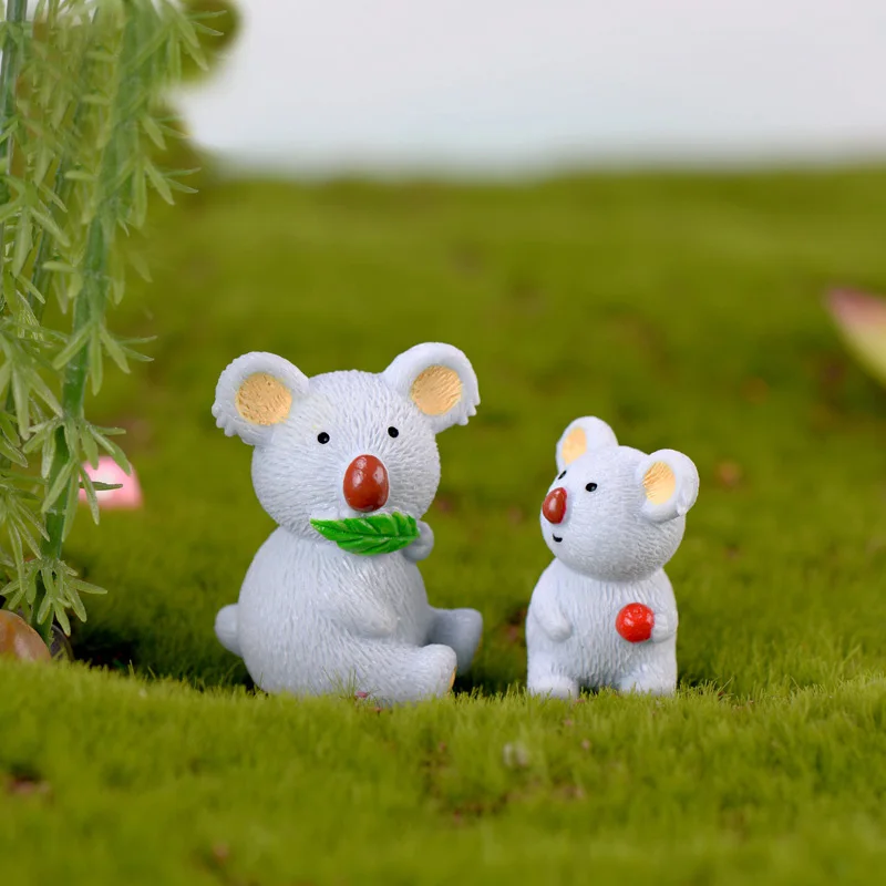 Серая игрушка медведь из смолы модель животного миниатюрные Мультяшные фигурки