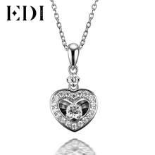 EDI Heart Real Moissanite Diamond Wedding Pendants For Women Soild 14K 585 White Gold Pendant 16′ Necklace Chain Fine Jewelry