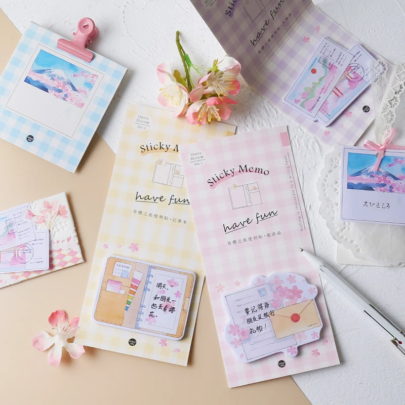 

Cherry blossom series sticky note memo pad paper Post notes sticky notepad adhesive sticker stationery papeleria school supplies