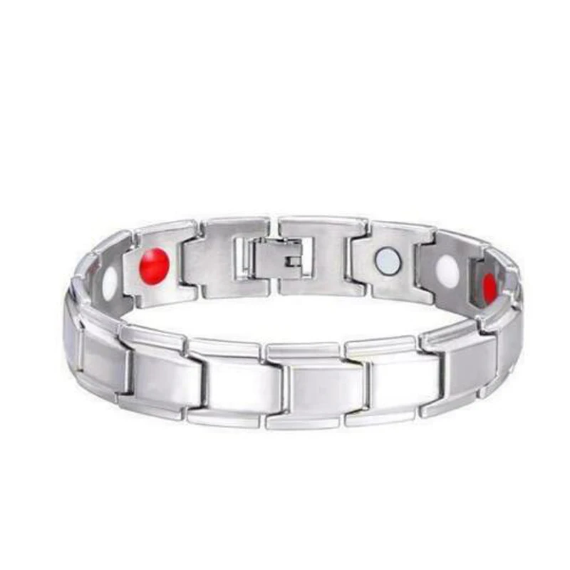 Терапевтический энергетический лечебный браслет из нержавеющей стали, магнитный терапевтический браслет, модный Титановый стальной мужской браслет для пары