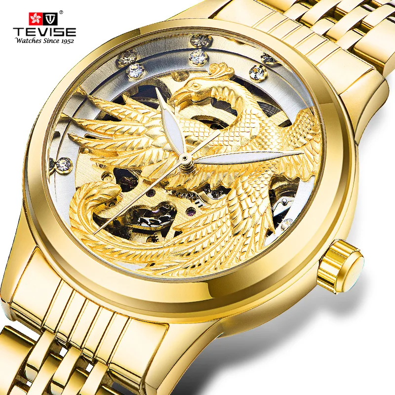 

Hot Women's Fashion Watches Luxury Brand Gold Watches Women Full Stainless Steel Clock 3D Golden Eagle Dial Wrist Watch Hours