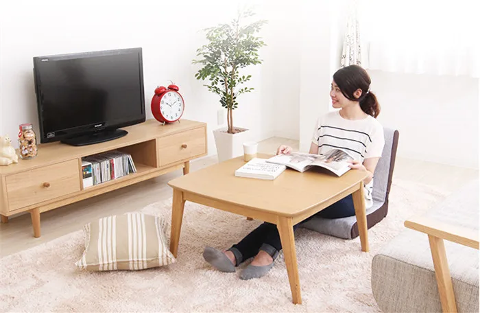 Wooden Kotatsu Table Natural Color for Home and Living Room Furniture Wood Kotatsu Heated Coffee Table Japanese Style Furniture Wooden Kotatsu Table Natural Color for Home and Living Room Furniture Wood Kotatsu Heated Coffee Table Japanese Style Furniture