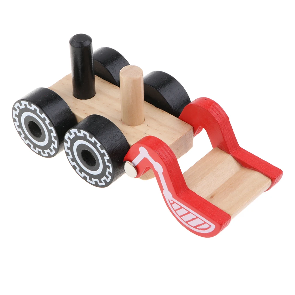 Wooden Construction Engineering Truck Push and Pull Toy, Great for Baby Toddler Motor Skill Development 