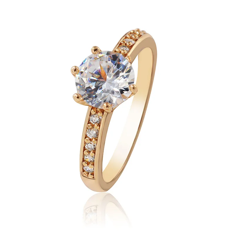 

MxGxFam 18 K Yellow Gold Color Rings For Women 6 Claw For Girl / Wife / Women Gift Jewelry AAA+ Cubic Zircon Hot