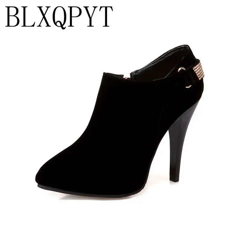 BLXQPYT/ г. Новые очень большие размеры 33-50, женские короткие ботильоны пикантная обувь на высоком каблуке с острым носком, весна-осень-зима 2-2