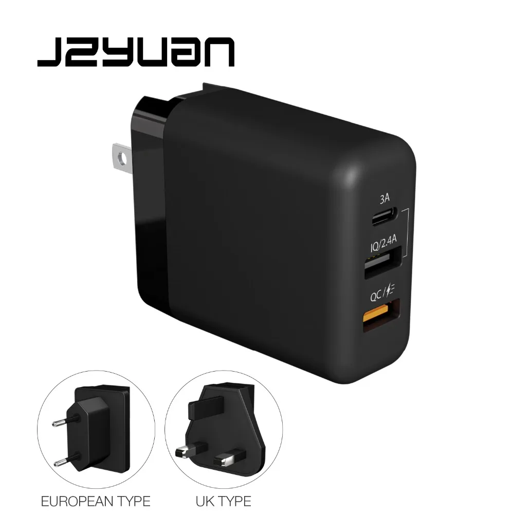 JZYuan Быстрая зарядка 3 0 30 Вт QC USB зарядное устройство для iPhone настенное быстрое samsung