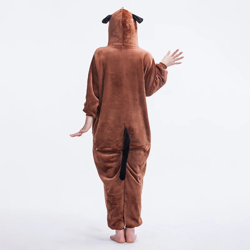Коричневая собака кигурумис для взрослых женщин мужчин пара Onesie забавная Пижама