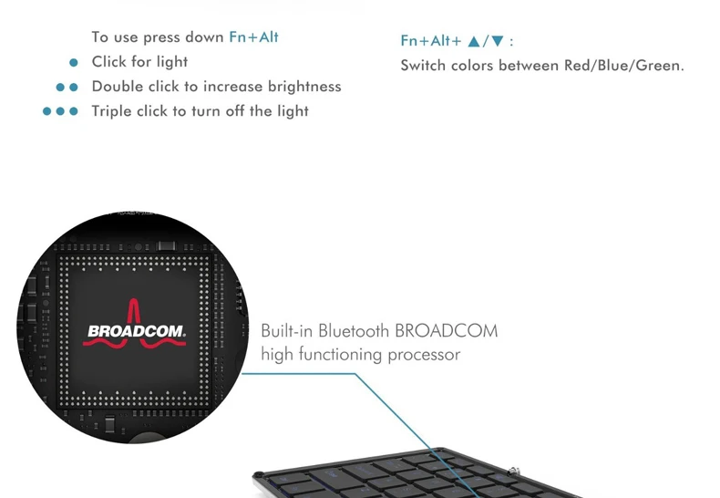 B.O.W Беспроводная и Проводная bluetooth-клавиатура из алюминиевого сплава с красивой подсветкой для настольных ПК, iPad, iPhone и планшетов, ноутбуков