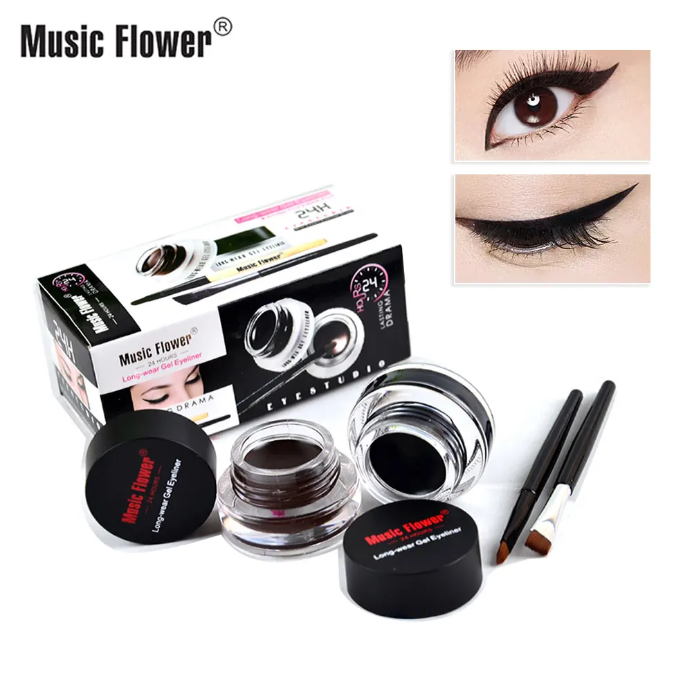 Music Flower 2pcs/set Waterproof Long wear Gel Eyeliner Cosmetics Eye