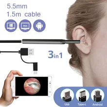 3 в 1 USB очистки уха эндоскопа HD Visual Ложка уха функциональный инструмент диагностики ухо чище Android Камера ухо здоровья уход
