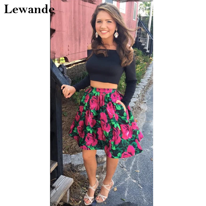 long sleeve 2 piece homecoming dresses