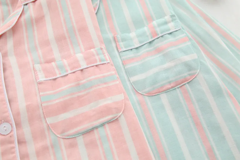 thin cotton stripes pajamas spring (5)