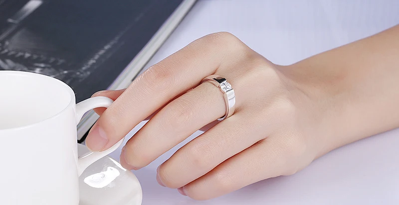 LMNZB Romantic Wedding Rings For Lover Original 925 Sterling Silver Couple Rings For Engagement Party Jewelry Wedding Bands R1-3