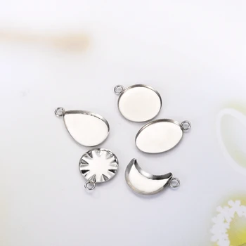 

10-40pc Stainless Steel Inlaid Base Necklace Setting Charm Pendant Base For DIY Jewelry Findings Making Necklace Accessories