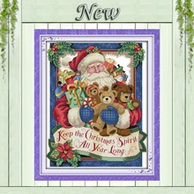 Счастливого Рождества, Счетный принт на холсте DMC 14CT 11CT Наборы для вышивания крестиком, Полный Набор для вышивания рукоделия, Санта Клаус и медведь Декор