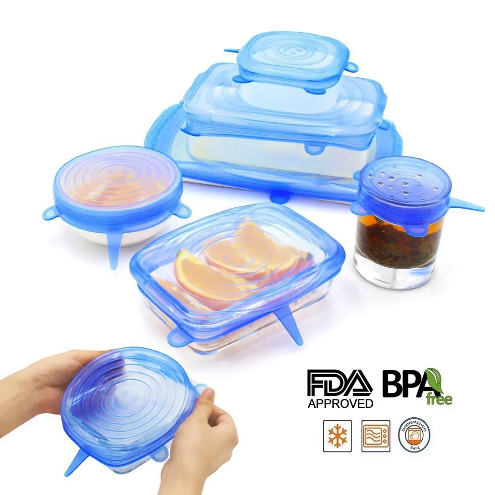 

6pcs/set Reusable Silicone Food Wraps Keeping Sealed Covers Food Fresh Wrap Vacuum Bowl Cover Stretch Lids Kitchen Tools
