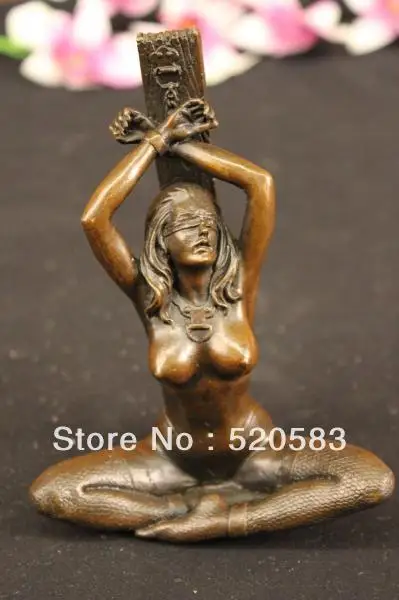 Подписанная Обнаженная Связывание леди бронзовая скульптура статуя фигура эротическая искусство Nouveau быстро