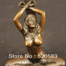 Подписанная Обнаженная Связывание леди бронзовая скульптура статуя фигура эротическая искусство Nouveau быстро