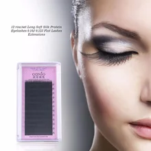 12 Ряд/набор длинных мягких шелковых протеиновых ресниц толщиной 0.10J 0.12J плоские ресницы для наращивания женщин салон красоты Накладные ресницы Черный
