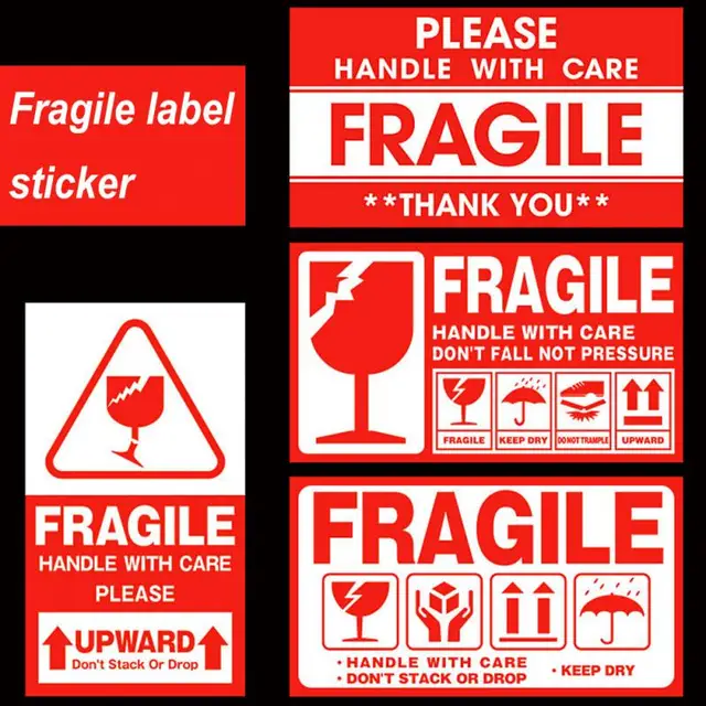 100pcs lot fragile warning label sticker 9x5cm fragile sticker up