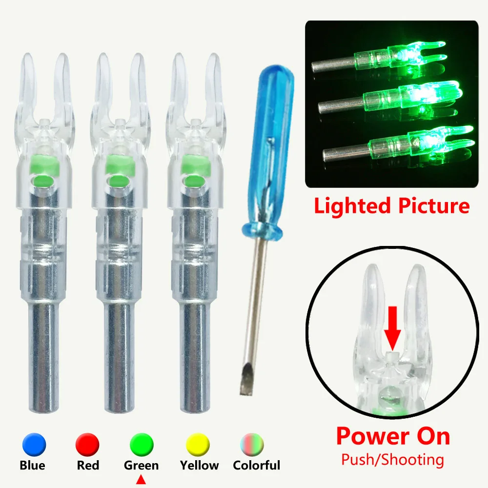 

9pcs Archery Automatically Lighted Bow String Activated LED Arrow Tails For ID6.2mm Arrow Shaft or Archery Arrow Accessories