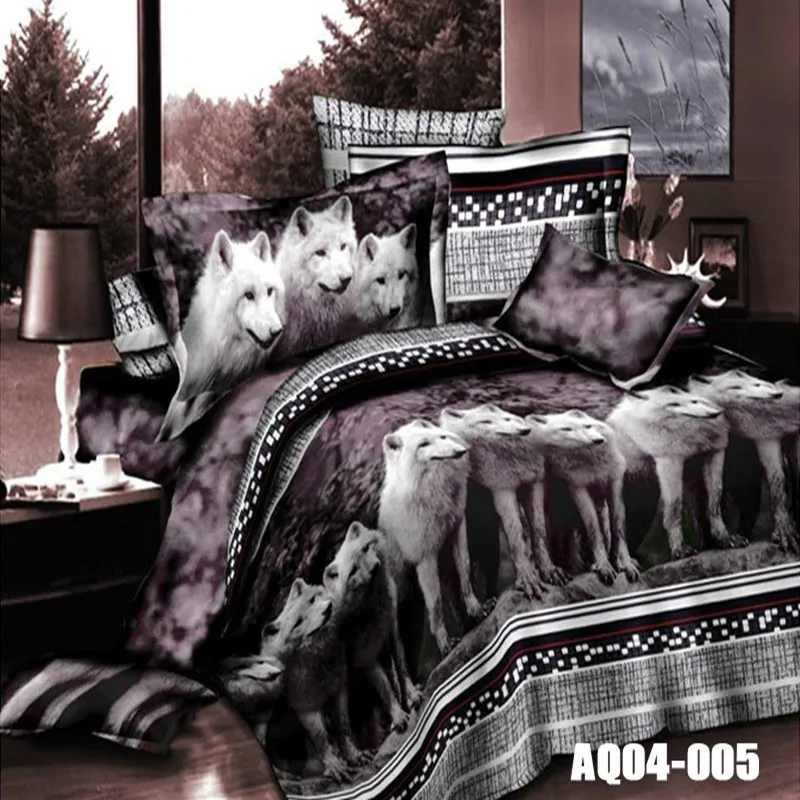 

Hot Sale 3D Print Wolf Bedding Sets Queen Size King Size Duvet Cover Set Wolves Animal Bedding Solid Color