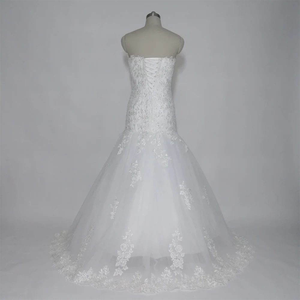 E JUE Шунг robe de Mariage и белыми кружевными аппликациями из Свадебные платья Русалочки милое вечернее платье, украшенное бисером, Свадебные платья vestido de novia