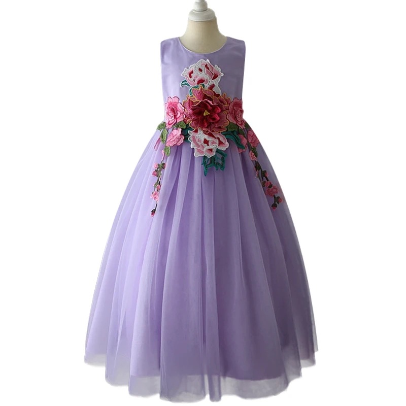 

2-12 year girl Childrens embroidered princess dress Pure fluffy dress dress Flower girl costumes Stage catwalk dress