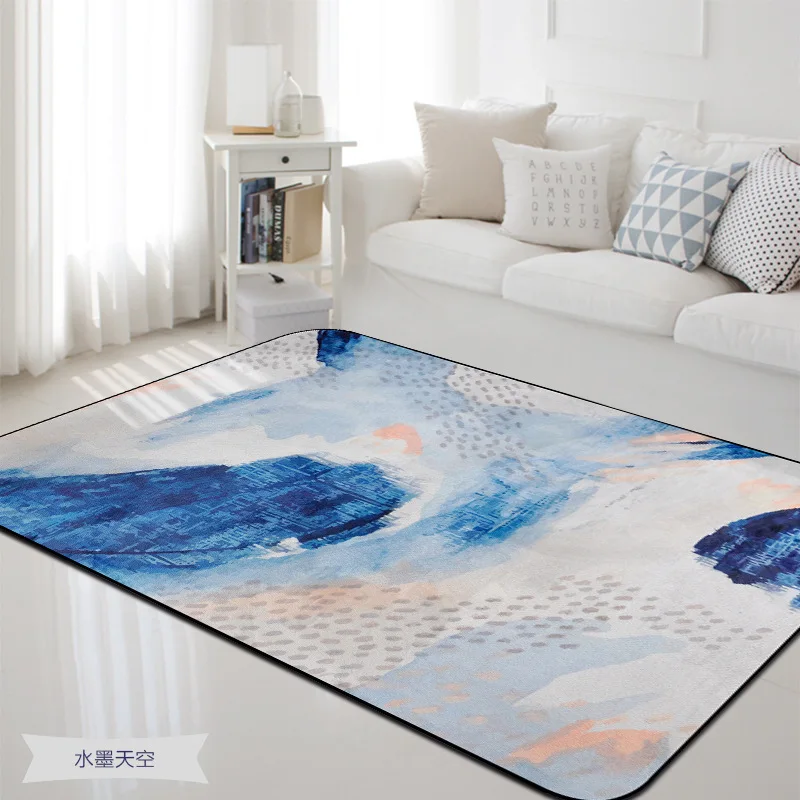 Абстрактная серия масляной Живописи Ковер большой прикроватный ковер для гостиной спальни Настольный коврик кухонный ковер для гостиной синие чернила tapete