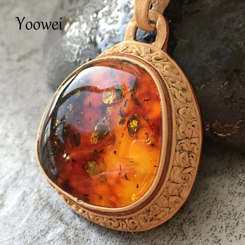 

Yoowei Natural Amber Necklace for Women Best Luxurious Gift CMA Certificate Genuine Leather 100% Real Amber Jewelry Wholesale