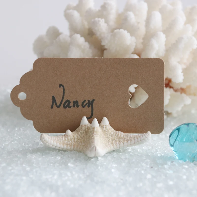 

Free Shipping(20pcs/lot)Natural Starfish Place Card Hold for Beach Wedding Natural Shell Conch Reception Table Chic Decor
