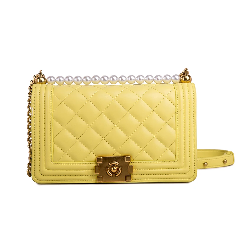 

New Fashion Designer luxury Lingge Pearl Chain Chains Women Ladies Shoulder Messenger handbag ladies Leisure crossbody