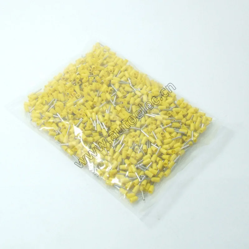 yellow 1000 шт. AWG#22 E0512 Ferrule Шнур Конец Терминал комплект Медь латунной проволоки Медь изолированные обжимные соединитель труб терминал - Цвет: yellow