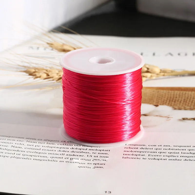 60 метров 0,7 мм Сильный прозрачный Кристалл Эластичный шнурок нить проволока ожерелье Бисероплетение Шнур для DIY браслет ювелирных изделий - Цвет: Розово-красный