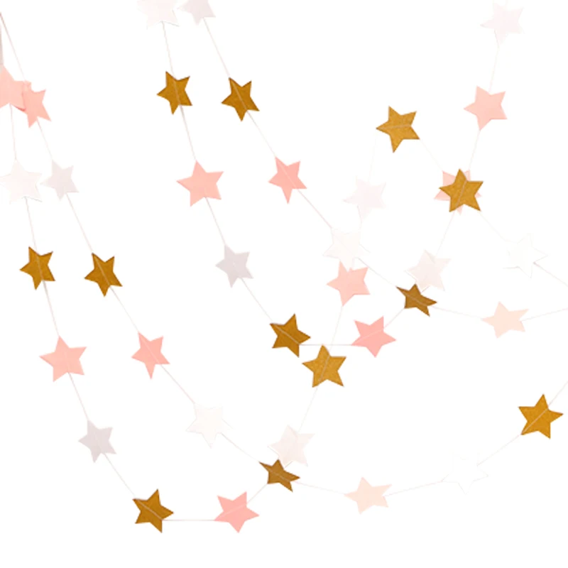 1 шт. 1,6 м или 2 м Бумага Star Форма строка баннеры Красочные Подвесные буквы Романтический День рождения Свадебная вечеринка Главная Висячие украшения - Цвет: pink white mix