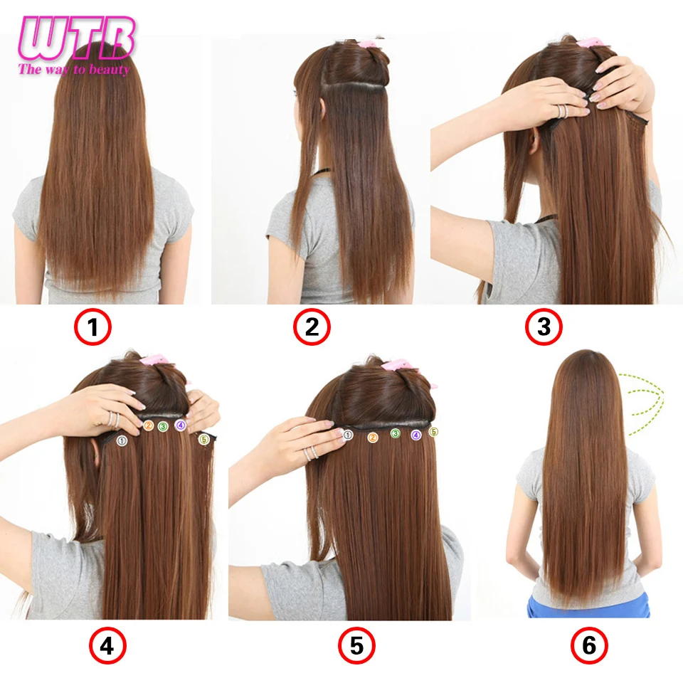 WTB Lady Synthetic Curly Long 5 Clip in Hair Extensions Long 5 Clip in Wavy Synthetic Hair Extension for Women