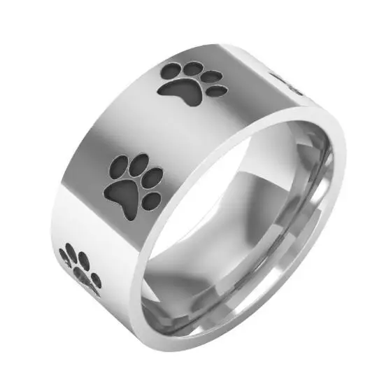 

8 MM High Quality Dog Cat Paw Men Finger Rings 316 L Stainless Steel Punk Jewelry Anime Pet Rings Amulet Jewelry Wedding Gift
