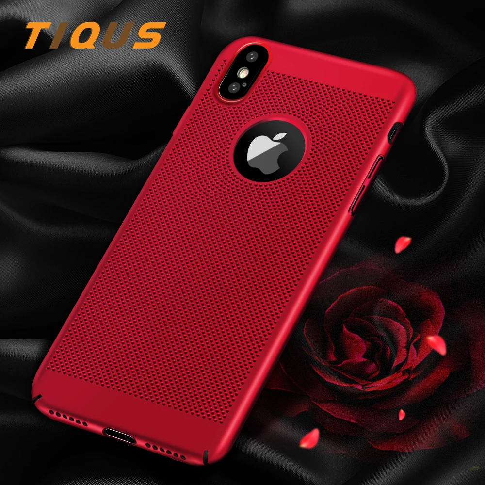

TIQUS Case For iPhone X 7 6 6s Plus Heat Dissipation Breathe Phone Case For iPhone 7 8 PLus Back PC Protect Plastic Cover shell