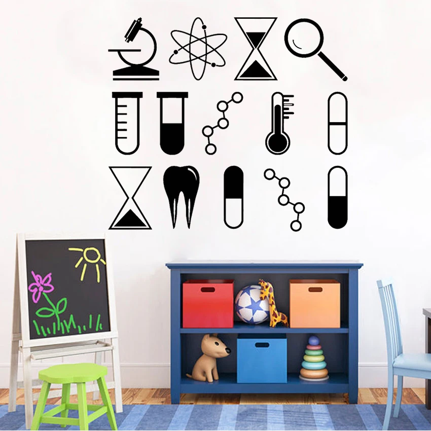 

Decor Removable Science Wall Art Sticker Mural University School Laboratory Chemistry Vinyl Decal Classroom Home Decoration J026